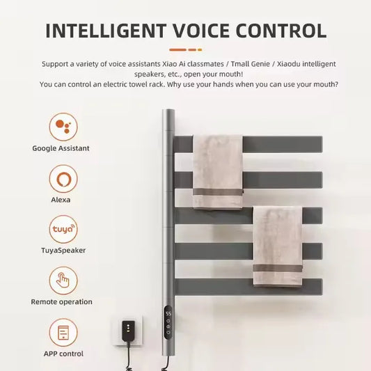 Bathrooms Accessory WiFi Constant Temperature Storage Rack Stainless Steel Rotating Electric Towel Drying Rack Heater