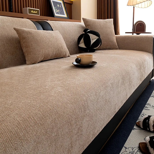 Minimalist Twill Chenille Anti-Slip Sofa Cover for All Seasons Living Room Furniture Decor Couch Cushion Cover Slipcover