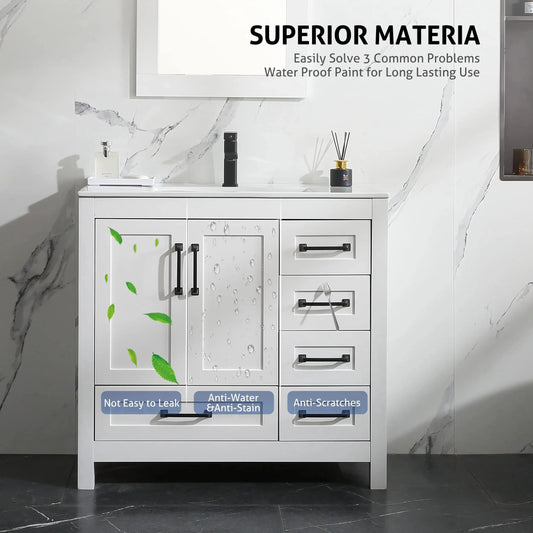 Free Shipping 18" Modern Bathroom Furniture MDF Waterproof Floor Mounted Classics Shaker Wash Vanity Storage Cabinet